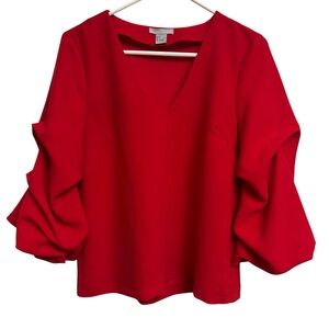 H&M Red Ruffle Sleeve Blouse